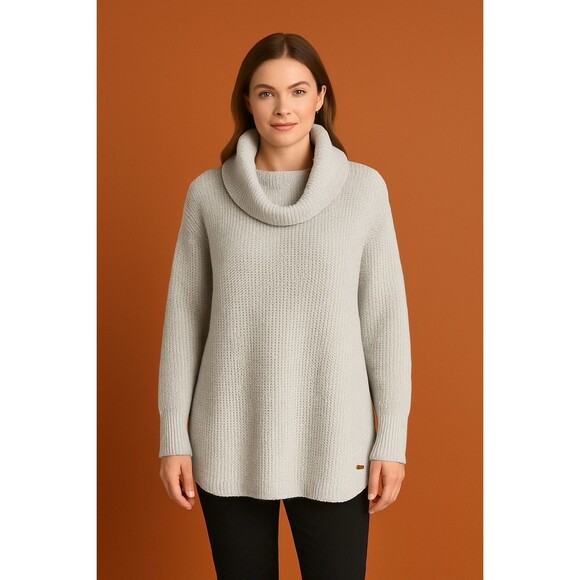 Michael Kors Cowl Neck Waffle Knit Pullover Sweater Long Sleeves Ivory Sz M - Picture 1 of 16